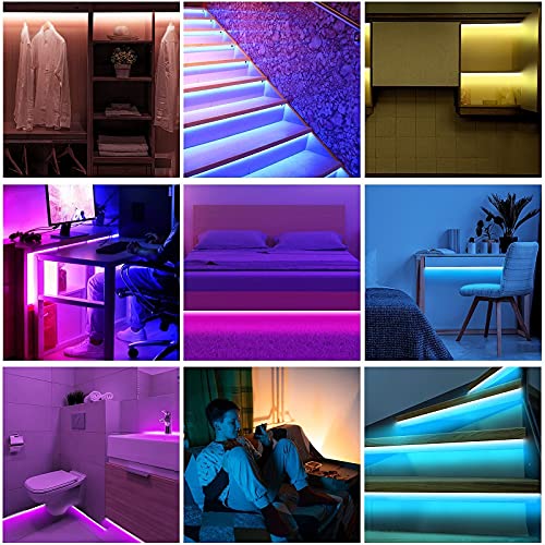 Motion Activated Under Bed Lights, Auplf 2×9.84ft 5050 RGB Color Changing LED Strip Lights with Sensor, APP Control and Music Sync, Dimmable Night Light with Automatic Shut Off Timer for Bedroom | The Storepaperoomates Retail Market - Fast Affordable Shopping