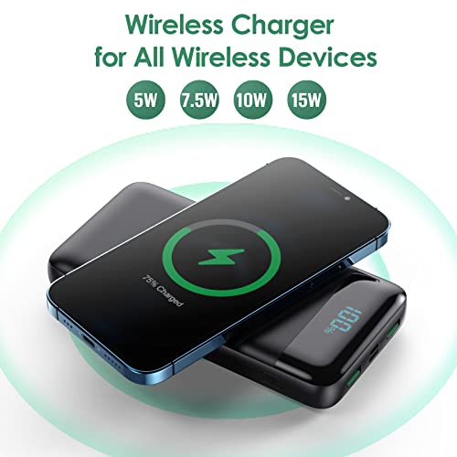 Wireless Portable Charger 30,800mAh 15W Wireless Charging 25W PD QC4.0 Fast Charging Smart LED Display USB-C Power Bank, 4 Output & 2 Input External Battery Pack Compatible with iPhone, Samsung etc | The Storepaperoomates Retail Market - Fast Affordable Shopping