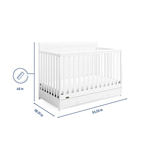 Graco Asheville 5-in-1 Convertible Crib with Drawer (White) – GREENGUARD Gold Certified, Crib with Drawer Combo, Full-Size Nursery Storage Drawer, Converts to Toddler Bed, Daybed and Full-Size Bed | The Storepaperoomates Retail Market - Fast Affordable Shopping