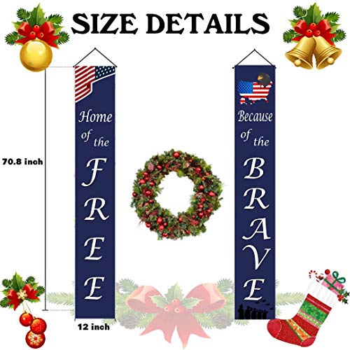Henriyne Funny American Flag Patriotic Soldier Hanging Banner Vertical Sign for Front Door Porch Home Independence Day Veterans Day Labor Day Holiday Farmhouse 70.8×12 Inch | The Storepaperoomates Retail Market - Fast Affordable Shopping
