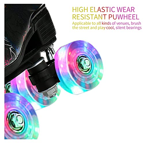 LEAFIS Roller Skates Classic High-top for Adult Outdoor Skating Light-Up Four-Wheel Roller Skates Shiny Roller Skates for Women Lightning Black Flash Wheel,42 42 US 8.5 | The Storepaperoomates Retail Market - Fast Affordable Shopping