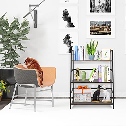 SpringSun 3-Tier Simple Industrial Bookshelf，Wood Bookcase and Display Shelf Furniture with Metal Frame for Home and Office（Brown） | The Storepaperoomates Retail Market - Fast Affordable Shopping