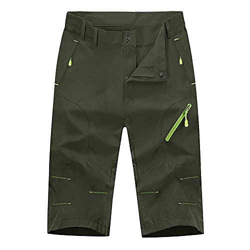CRYSULLY Men’s Quick Dry 3/4 Cycling Capri Shorts Wortout Gym Shorts Army Green | The Storepaperoomates Retail Market - Fast Affordable Shopping