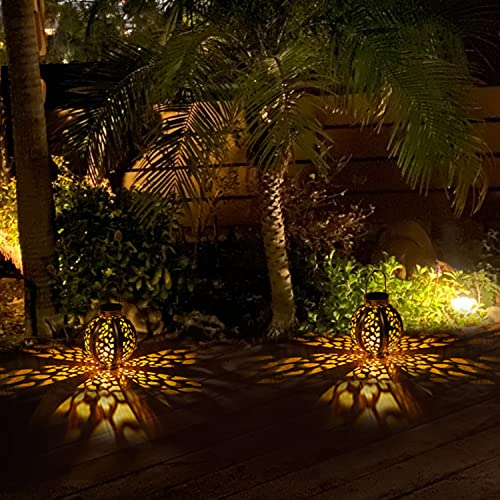 Outdoor Solar Lantern 2 Pack Outdoor Solar Hanging Lantern Retro Solar Lights with Handle Solar Garden Lights Decor for Yard Patio, Brown | The Storepaperoomates Retail Market - Fast Affordable Shopping