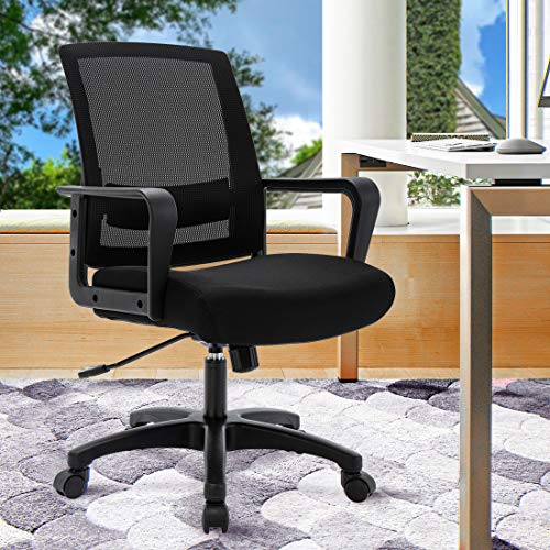 Mid-Back Home Office Desk Chair with Adjustable Lumbar Support, Ergonomic Computer Desk Chair Mesh Chair (Black) | The Storepaperoomates Retail Market - Fast Affordable Shopping