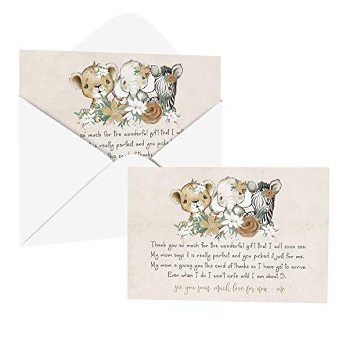 Flora Safari Baby Shower Thank You Cards (25 Pack) Prefilled Note from Girl – Individual Notecards with Envelopes – Say Thanks from Babies for Gifts – Greenery Theme Gold and Bronze – 4×6 Blank Set | The Storepaperoomates Retail Market - Fast Affordable Shopping