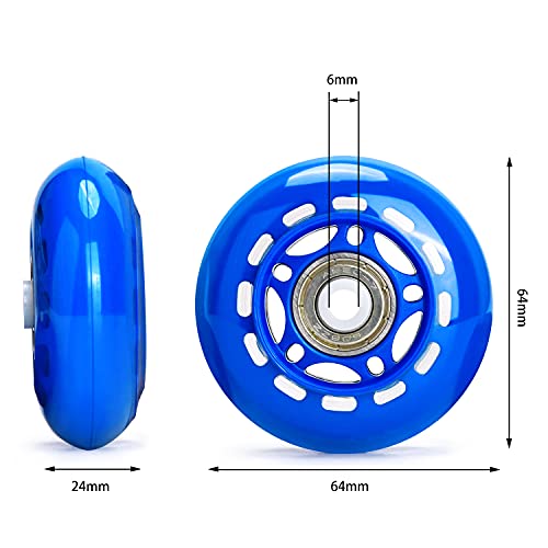 TOBWOLF 8 Pack 64mm 82A Indoor Inline Skate Wheels, Indoor Rooler Skating Wheels with ABEC-7 Bearings, Luggage Wheels, Training Wheels for Scooter – Blue | The Storepaperoomates Retail Market - Fast Affordable Shopping