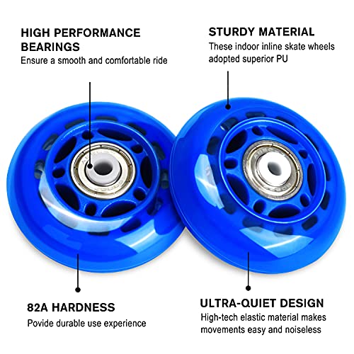 TOBWOLF 8 Pack 64mm 82A Indoor Inline Skate Wheels, Indoor Rooler Skating Wheels with ABEC-7 Bearings, Luggage Wheels, Training Wheels for Scooter – Blue | The Storepaperoomates Retail Market - Fast Affordable Shopping