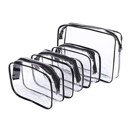 4 Packs of Clear Makeup Bags, TSA Approved Travel Bag, Cosmetic Bag, Plastic Airport Airline Handbags That Can be Carried with You