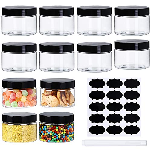 YIROCK 4 Ounce Empty Large Elegant Refillable Clear Plastic Jars with Screw On Lids and Labels, Round BPA Free Containers for Kitchen Use, Slime, Beauty Products, Cosmetic, Lotion and More (12-Pack) | The Storepaperoomates Retail Market - Fast Affordable Shopping