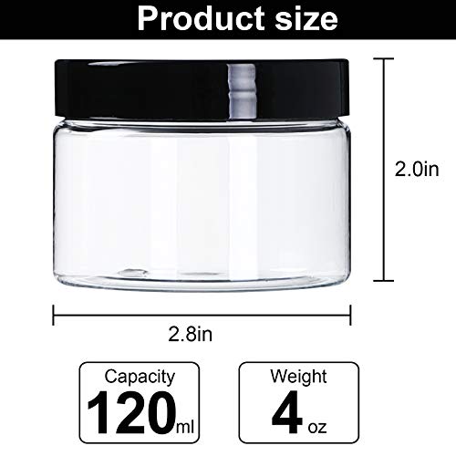 YIROCK 4 Ounce Empty Large Elegant Refillable Clear Plastic Jars with Screw On Lids and Labels, Round BPA Free Containers for Kitchen Use, Slime, Beauty Products, Cosmetic, Lotion and More (12-Pack) | The Storepaperoomates Retail Market - Fast Affordable Shopping