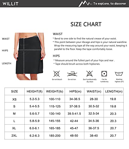 Willit Women’s 20″ Skorts Skirts Golf Knee Length Tennis Skirts Athletic Modest Sports Casual Skorts Pocket UV Protection Black L | The Storepaperoomates Retail Market - Fast Affordable Shopping