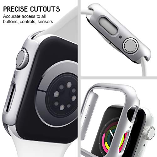 Mugust 4 Pack Compatible for Apple Watch Case 38mm [NO Screen Protector] Series 3 2 1, Hard PC Bumper Case Protective Cover Frame Compatible for iWatch 38mm, Silver/White/Black/Navy Blue | The Storepaperoomates Retail Market - Fast Affordable Shopping