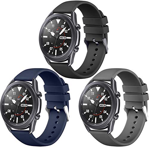Easuny Compatible with Samsung Galaxy Watch 3 Band 45mm/Galaxy Watch 46mm/Gear S3 Frontier, 22mm Quick Release Silicone Watch Bands for Women Men, 3 Pack of Black/Dark Blue/Space Gray Large | The Storepaperoomates Retail Market - Fast Affordable Shopping