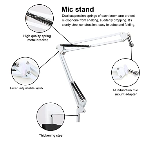YOUSHARES Razer Seiren X White Boom Arm with Pop Filter – Mic Stand with Foam Cover Windscreen Compatible with Razer Seiren X Streaming Microphone(White) | The Storepaperoomates Retail Market - Fast Affordable Shopping