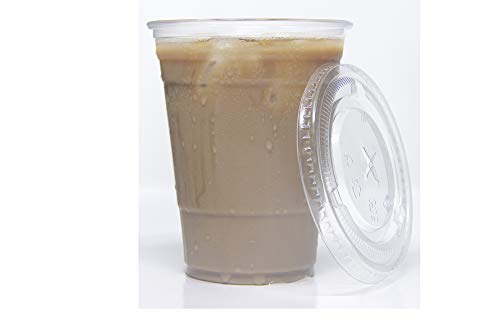 [16 oz.] Crystal Clear Plastic PET Cups with Straw Slot Lids, BPA-Free, Perfect for Iced Coffee, Smoothies, Tea, Boba – Recyclable (50, Cups with Flat Lids) | The Storepaperoomates Retail Market - Fast Affordable Shopping