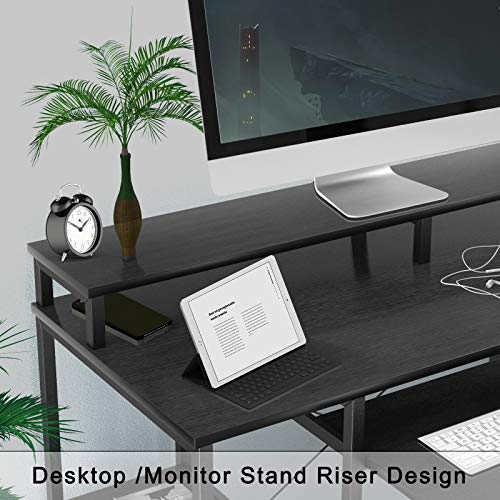 QCen L Shaped Desk, Corner Computer Desk with Hutch and Storage Bookshelf, 55 inch Home Office Desk Study Writing PC Table Workstation for Small Spaces, Modern Simple Style | The Storepaperoomates Retail Market - Fast Affordable Shopping