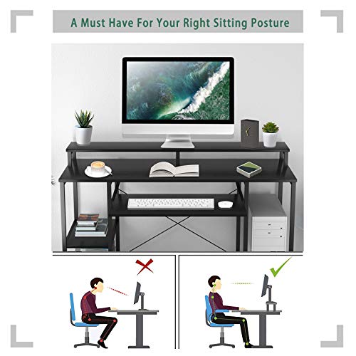 QCen L Shaped Desk, Corner Computer Desk with Hutch and Storage Bookshelf, 55 inch Home Office Desk Study Writing PC Table Workstation for Small Spaces, Modern Simple Style | The Storepaperoomates Retail Market - Fast Affordable Shopping