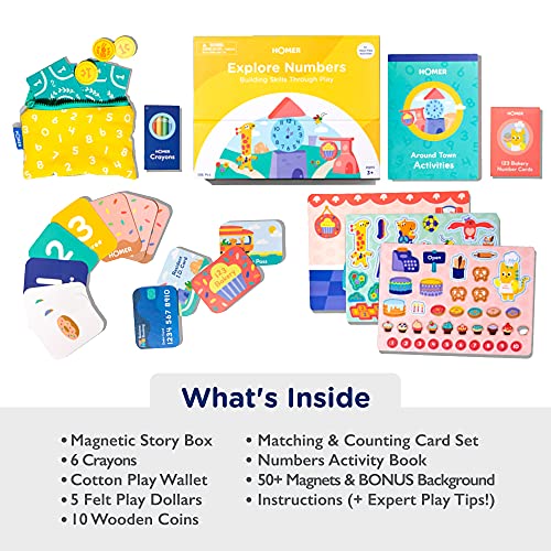 HOMER Explore Numbers Kit – Learn and Play Math with Magnetic Board, Games & Activities, Educational Toys for Counting, Addition & Subtraction, Gift for Children Ages 3-6, Pre-School & Kindergarten | The Storepaperoomates Retail Market - Fast Affordable Shopping