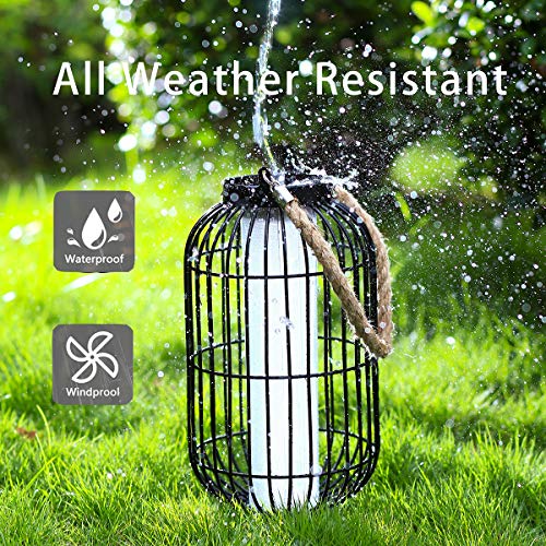 pearlstar Large Solar Powered Lantern Outdoor-Heavy Duty Metal Hanging Lights Decorative Solar Table Lamp Waterproof for Outside Patio Yard Garden Porch Tabletop Decor (Black) | The Storepaperoomates Retail Market - Fast Affordable Shopping