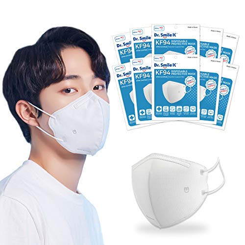 Aurora – Dr. Smile K – 10 Pack KF94 Disposable Face Masks White or Black – SIZE: S/M or M/L – Unisex – 4- Layer Filter Made in Korea – KF94 Certified (Medium/Large, White) | The Storepaperoomates Retail Market - Fast Affordable Shopping
