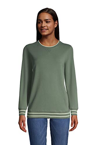 Lands’ End Womens Mesh Cotton Crewneck Long Sleeve Sweatshirt Washed Olive Green Plus 1x | The Storepaperoomates Retail Market - Fast Affordable Shopping