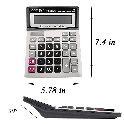 Desk Calculator, 12-Digit Solar Battery Office Calculator with Large LCD Display Big Sensitive Button, Dual Power Desktop Calculators | The Storepaperoomates Retail Market - Fast Affordable Shopping