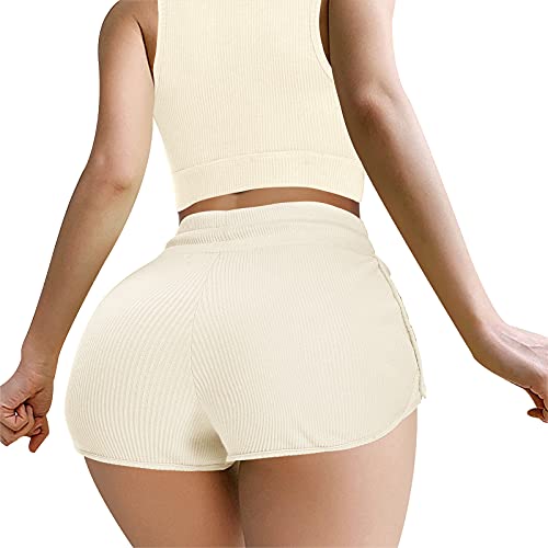 Seamless Workout Sets for Women 2 Piece Ribbed Yoga Gym Outfits High Waisted Acitve Shorts With Sport Bra Tracksuit Set（Beige-drawstring Shorts，X-Large） | The Storepaperoomates Retail Market - Fast Affordable Shopping
