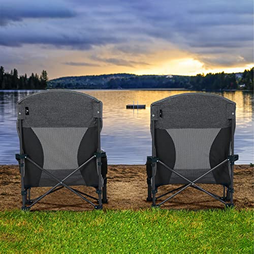 ALPHA CAMP Beach Camping Folding Chair, Lightweight Camping Outdoor Chair with Low Mesh Back, Portable Chair with Carry Bag Support 300 LBS for Camping, BBQ, Travel, Festival, Picnic,Set of 2 | The Storepaperoomates Retail Market - Fast Affordable Shopping