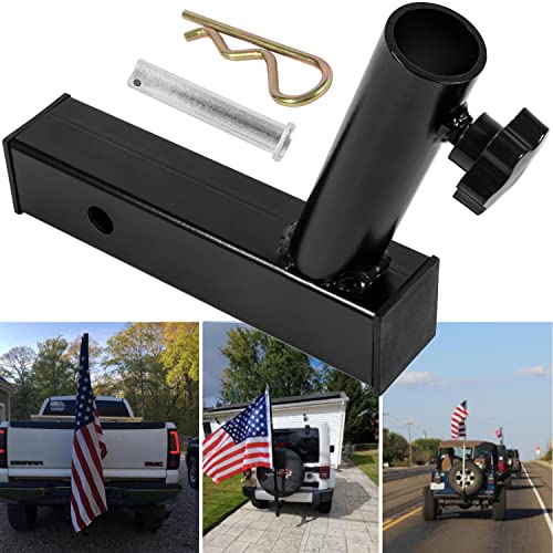 Yoursme Flagpole Hitch Flag Pole Holder Universal Flagpole Truck Flag Pole Mount Heavy Duty (Single) with Anti-Wobble Screws 2 inches Receiver Hitch for Car Trailer Flag Pole