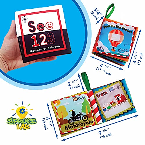 Spruce Lab Educational Soft Baby Books – 6 Cloth Book Set – Early Learning Sensory Development for Babies – Crinkle Touch and Feel Toddler Toy – High Contrast Infant Toys – Boy/Girl Baby Shower 0-2 yr | The Storepaperoomates Retail Market - Fast Affordable Shopping