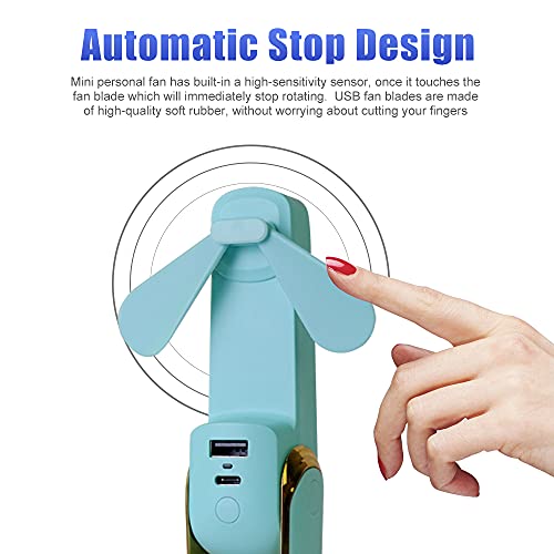 ideapro Pocket Handheld Fan Mini Portable Fan with Lanyard, 2000 mAh USB Rechargeable Mini Fan, Batteries Operated Handheld Fan with 3 Speeds Power Bank Flashlight Function for Home Outdoor Travel | The Storepaperoomates Retail Market - Fast Affordable Shopping