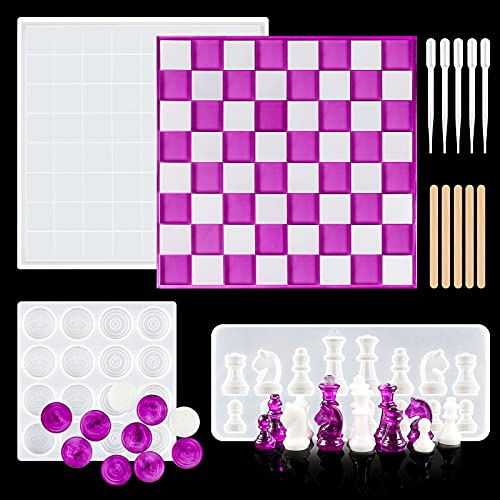 MTOUOCK Chess Board Silicone Mold Kit, Classic Chess and Checkers Board Game,DIY Crystal Epoxy Resin Mold Crafts,3D Chess Mold Set, Perfect Family Game | The Storepaperoomates Retail Market - Fast Affordable Shopping