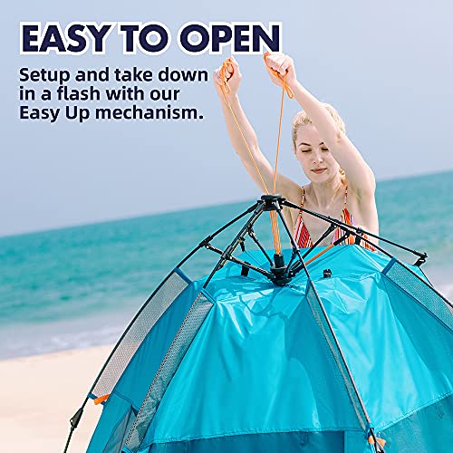 Falnex Beach Tent Dark Shelter Coating XL UPF 50+ 4-6 Person Sun Shelter Easy Setup Beach Shade with Extended Zippered Floor Pacific Blue | The Storepaperoomates Retail Market - Fast Affordable Shopping