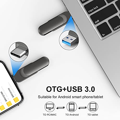 Vansuny 128GB USB C Flash Drive, Dual 2-in-1 OTG Type C 3.0 Metal Rugged Swivel Thumb Drive Memory Stick Jump Drive Photo Stick for Android Smartphone Tablet Mac PC Computers MacBook Laptop | The Storepaperoomates Retail Market - Fast Affordable Shopping