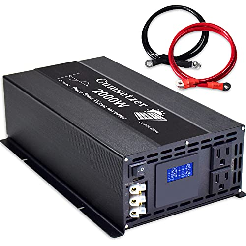 Cumsetzer 2000 watt 24v Power Inverter Pure Sine Wave Inverter to 110v 120v, 2 US sockets and hardwire Terminal , Grounded, LCD Display, Surge 4000W (2000w 24v) | The Storepaperoomates Retail Market - Fast Affordable Shopping