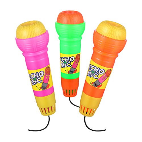 NUOBESTY Echo Microphone Toys Speech Therapy Feedback Toys Pretend Play Multicolor Novelty Toys for Kids Love Singing and Music, 3pcs ( No Battery Needed, Mixed Color )