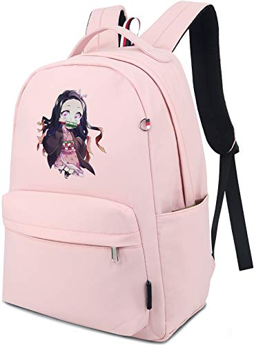 Roffatide Anime Demon Slayer Kamado Nezuko Backpack Printed Schoolbag Lightweight Nylon Bookbag Daypack Pink | The Storepaperoomates Retail Market - Fast Affordable Shopping