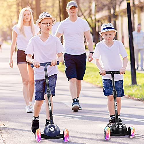Beleev Folding Scooters for Kids, 3 Wheel Kick Scooter for Toddlers Girls Boys Children Ages 3 to 12, PU Flashing Wheels Sport Scooter, 4 Adjustable Height, Extra-Wide Deck (Black) | The Storepaperoomates Retail Market - Fast Affordable Shopping
