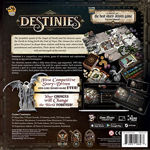 Destinies Board Game | RPG Game | Narrative Adventure Game | App-Driven Exploration Game for Kids and Adults | Ages 14+ | 1-3 Players | Average Playtime 120-150 Minutes | Made by Lucky Duck Games | The Storepaperoomates Retail Market - Fast Affordable Shopping