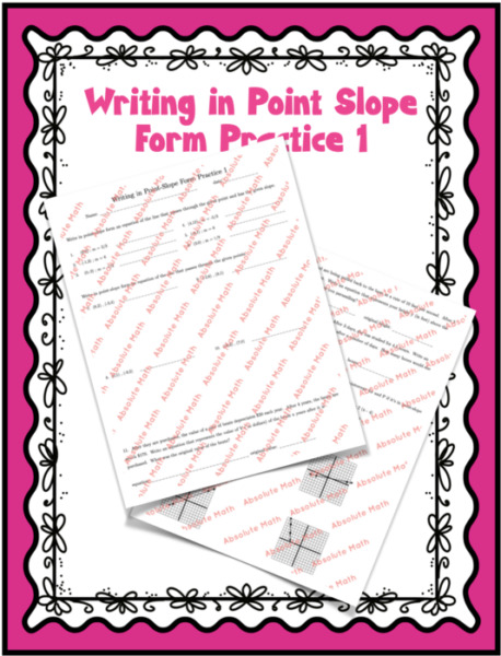 Writing in Point Slope Form Practice 1