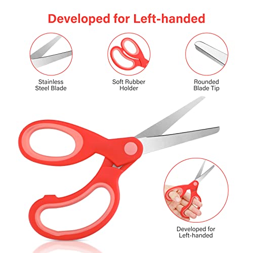 Left-Handed Kids Scissors Lefty Stainless Steel Scissors 5.9 Inch Left Handed Pointed Scissors Soft Grip Office Craft Shears Scissors for Office Home Household(Red, Green, Yellow,3 Pieces) | The Storepaperoomates Retail Market - Fast Affordable Shopping