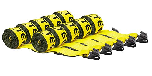 Mytee Products (10 Pack Winch Straps 4″ x 27′ Yellow Heavy Duty with Flat Hooks WLL# 5400 lbs | Flatbed Straps Tie Down 4 Inch Cargo Control Truck Straps for Flatbed Truck Utility Trailer | The Storepaperoomates Retail Market - Fast Affordable Shopping