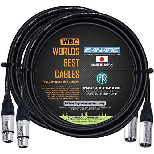 WORLDS BEST CABLES 2 Units – 8 Foot – Quad Balanced Microphone Cable Custom Made Using Canare L-4E6S Wire and Neutrik Silver NC3MXX Male & NC3FXX Female XLR Plugs | The Storepaperoomates Retail Market - Fast Affordable Shopping