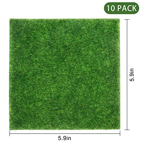 Ioffersuper 10Pcs Artificial Garden Grass Lawn 6 x 6 Inches Life-Like Fairy Turfs Grass Lawn Miniature Ornament for DIY Holiday Village Farm Craft Displays Landscape Dollhouse Grass Decoration | The Storepaperoomates Retail Market - Fast Affordable Shopping