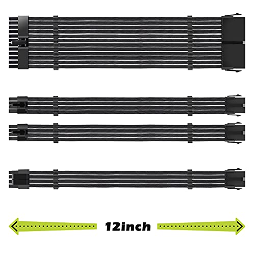 GIM PSU Cable Extension Kit Power Supply Sleeved Cable with Combs 18AWG ATX 1×24-PIN, 2×8-PORT (4+4) M/B, 1×8-PORT (6+2) PCI-E (Black) | The Storepaperoomates Retail Market - Fast Affordable Shopping