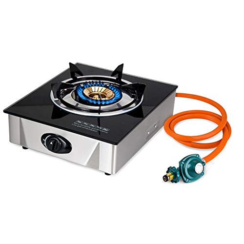 Single Propane Gas Burner Stove with Auto Ignition Tempered Glass Top Hose & Regulator for Camping and Outdoor Cooking (One Burner) | The Storepaperoomates Retail Market - Fast Affordable Shopping