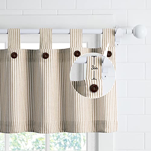 July Joy Cotton Valance Curtains 18 Inches Long Country Kitchen Curtains Tab Top for Small Window Bathroom Farmhouse 56″ x 18″, Linen | The Storepaperoomates Retail Market - Fast Affordable Shopping