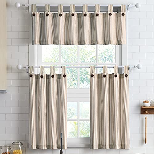 July Joy Cotton Valance Curtains 18 Inches Long Country Kitchen Curtains Tab Top for Small Window Bathroom Farmhouse 56″ x 18″, Linen | The Storepaperoomates Retail Market - Fast Affordable Shopping