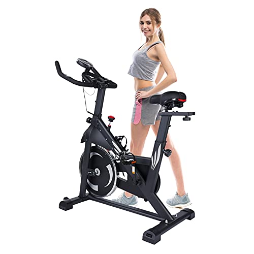 Exercise Bike Stationary – PTPEPL Stationary bike for home – Indoor Cycling Bike with Comfortable Seat LCD Monitor and iPad Holder (Flywheel 22 LBS+Handlebar shape-2) | The Storepaperoomates Retail Market - Fast Affordable Shopping